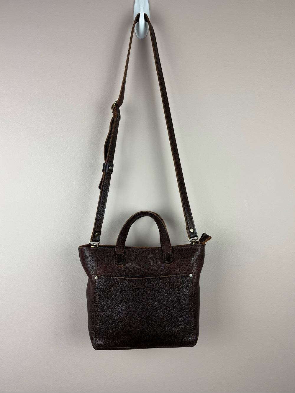 PORTLAND LEATHER | Almost Perfect Mini Crossbody Tote Leather brown coldbrew